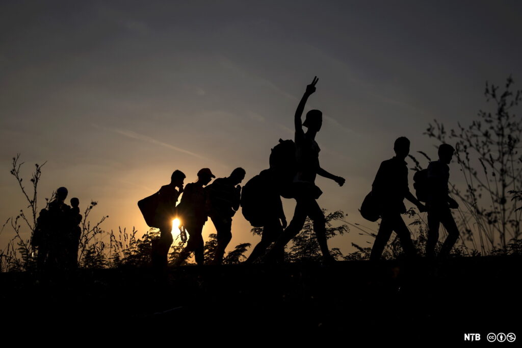 migrants, hoping to cross into hungary, walk along a railway track outside the village of horgos in serbia, towards the border it shares with hungary